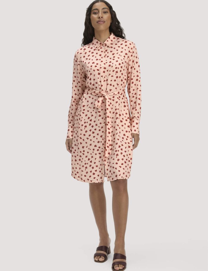 hessnatur Damen Gewebe Hemdblusenkleid Knielang aus LENZING™ ECOVERO™ Viskose - orange