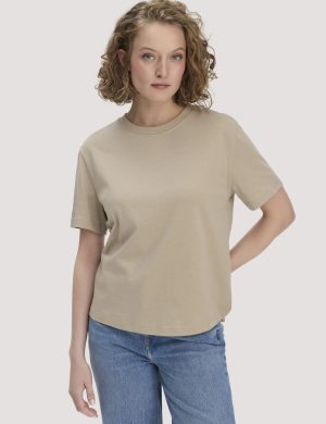 hessnatur Damen Heavy Jersey T-Shirt aus Bio-Baumwolle - beige