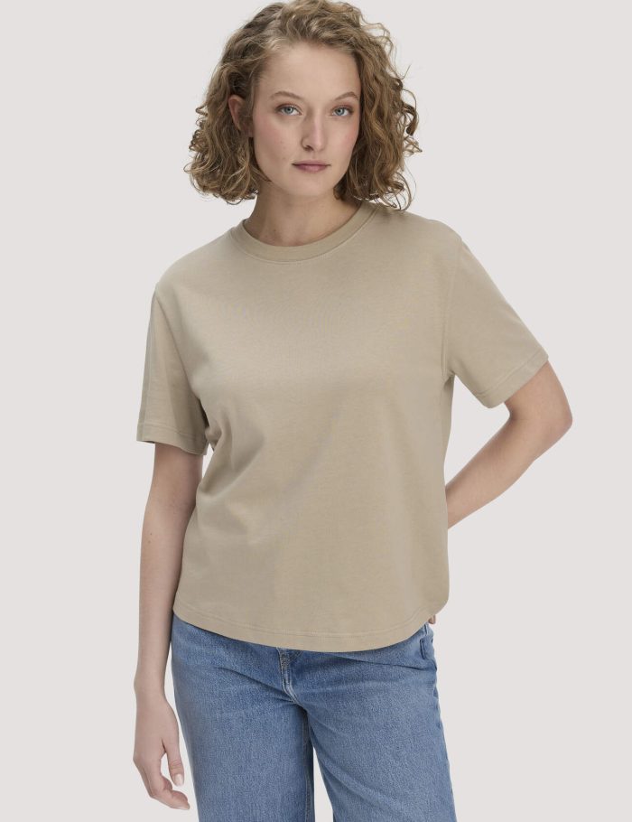 hessnatur Damen Heavy Jersey T-Shirt aus Bio-Baumwolle - beige