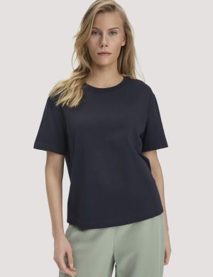 hessnatur Damen Heavy Jersey T-Shirt aus Bio-Baumwolle - blau