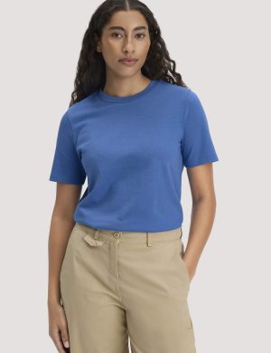 hessnatur Damen Heavy T-Shirt Relaxed aus Bio-Baumwolle - blau