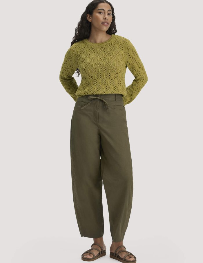 hessnatur Damen Hose Barrel Leg aus Bio-Baumwolle - grün