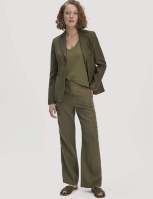 hessnatur Damen Hose Straight Leg aus Leinen - grün
