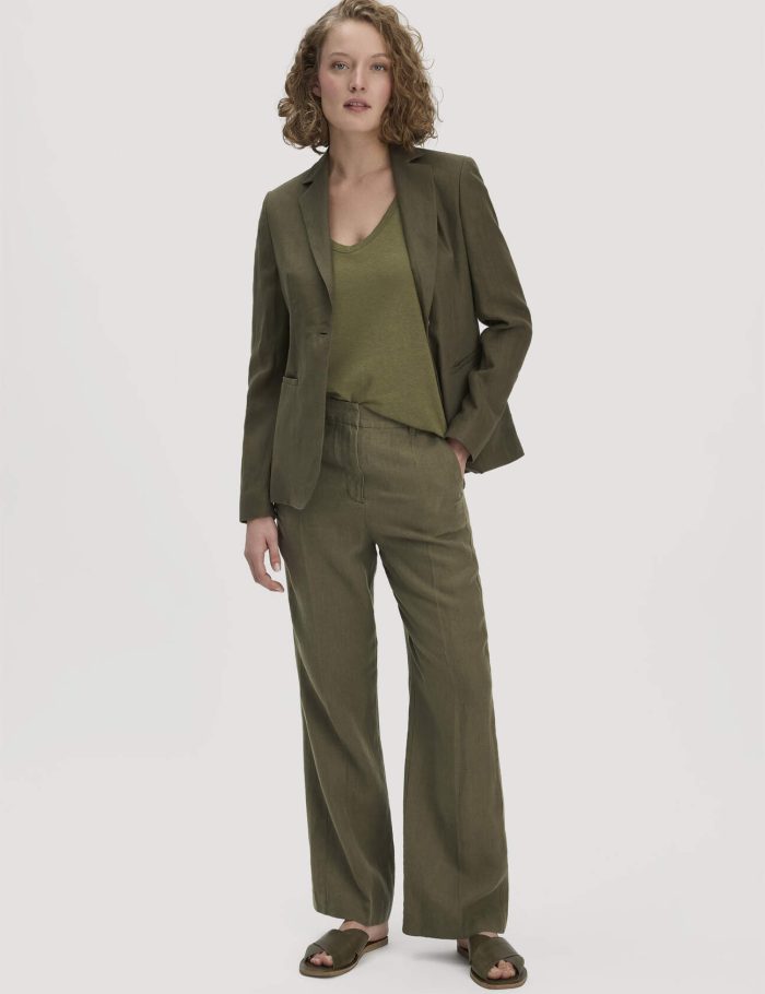 hessnatur Damen Hose Straight Leg aus Leinen - grün