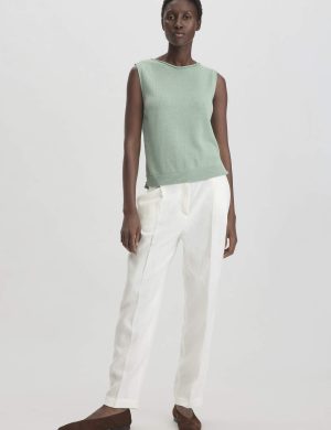hessnatur Damen Hose Straight Leg Relaxed aus Leinen - weiß