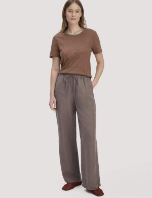 hessnatur Damen Hose Wide Leg aus TENCEL™ Lyocell mit Leinen - braun