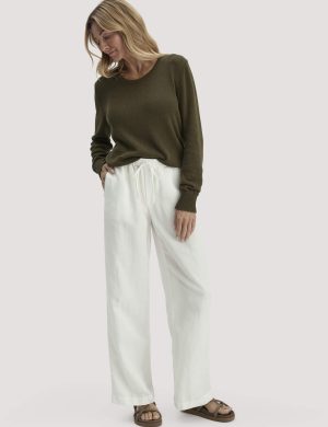 hessnatur Damen Hose Wide Leg aus TENCEL™ Lyocell mit Leinen - weiß