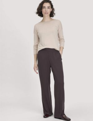 hessnatur Damen Hose Wide Leg Relaxed aus LENZING™ ECOVERO™ Viskose - braun