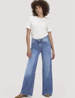 hessnatur Damen Jeans ALVA Wide Leg aus Bio-Denim - blau