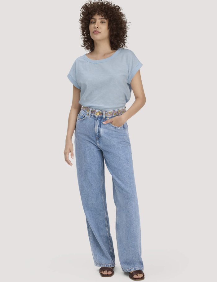 hessnatur Damen Jeans ALVA Wide Leg Embroidery aus Bio-Baumwolle mit TENCEL™ Lyocell - blau hessnatur Damen Jeans ALVA Wide Leg Embroidery aus Bio-Baumwolle mit TENCEL™ Lyocell - blau