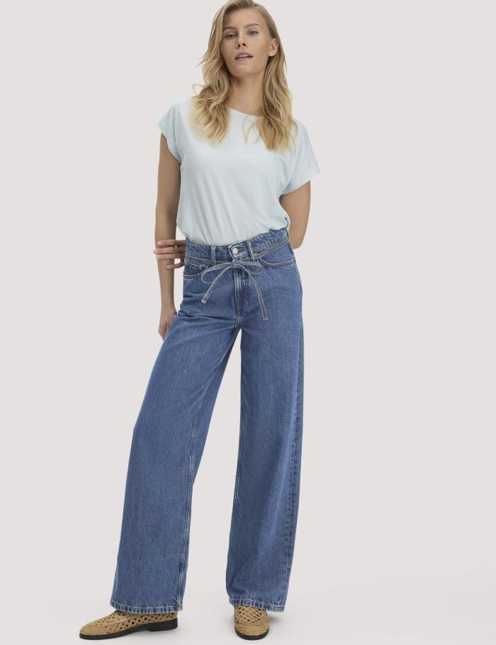 hessnatur Damen Jeans ALVA Wide Leg Soft aus Bio-Baumwolle mit TENCEL™ Lyocell - blau