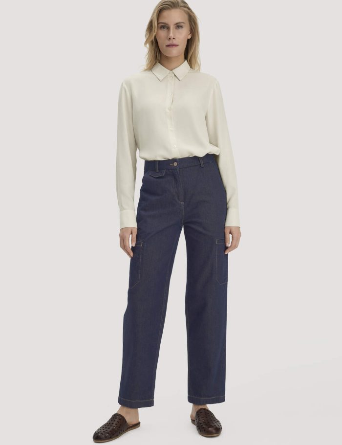 hessnatur Damen Jeans Cargo Barrel Leg aus Bio-Denim - blau hessnatur Damen Jeans Cargo Barrel Leg aus Bio-Denim - blau