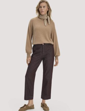 hessnatur Damen Jeans ELENY Culotte straight Leg aus Bio-Denim - braun