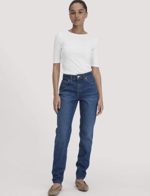 hessnatur Damen Jeans HANNA Mom High Rise aus Bio-Denim - blau