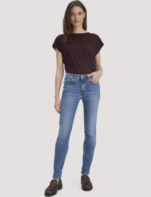 hessnatur Damen Jeans LINA Mid Rise Skinny aus Bio-Denim - blau