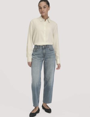 hessnatur Damen Jeans NELE Barrel Leg aus Bio-Baumwolle - blau