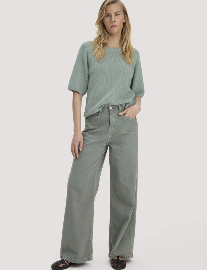 hessnatur Damen Jeans VONNA Super Wide Leg aus Bio-Baumwolle mit TENCEL™ Lyocell - grün
