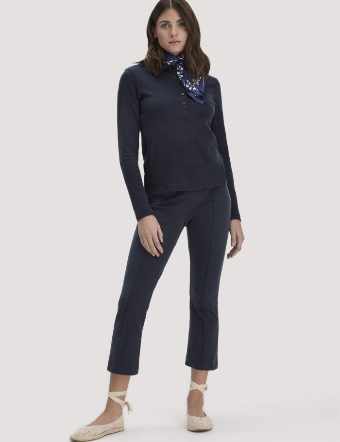 hessnatur Damen Jersey Hose Culotte Slim Leg aus Bio-Baumwolle - blau