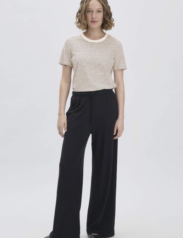 hessnatur Damen Jersey Hose Wide Leg Relaxed aus Leinen und Bio-Baumwolle