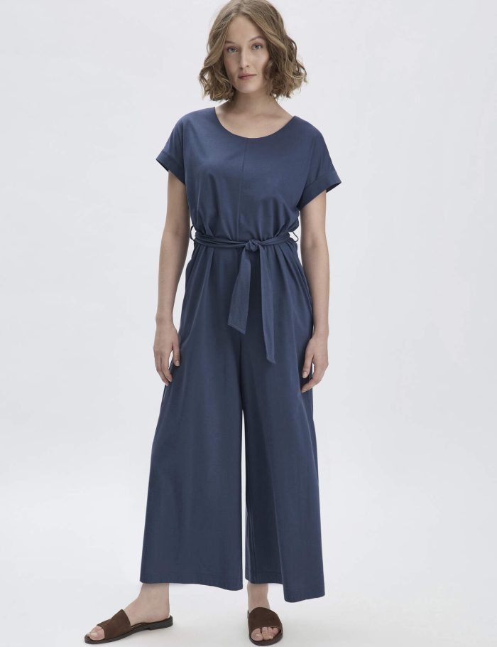 hessnatur Damen Jersey Jumpsuit Oversize aus Bio-Baumwolle - blau