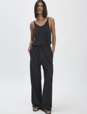 hessnatur Damen Jersey Jumpsuit Relaxed aus Leinen und Bio-Baumwolle