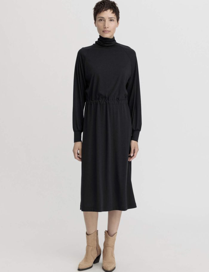 hessnatur Damen Jersey Kleid Midi Relaxed aus TENCEL™ Lyocell mit Bio-Baumwolle