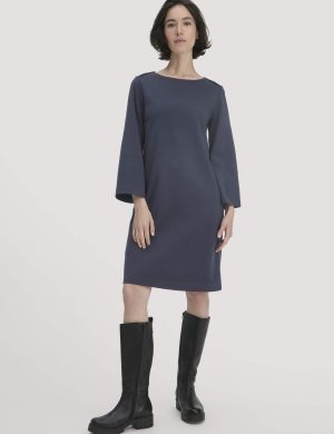 hessnatur Damen Jersey Kleid Mini Regular aus Bio-Baumwolle - blau