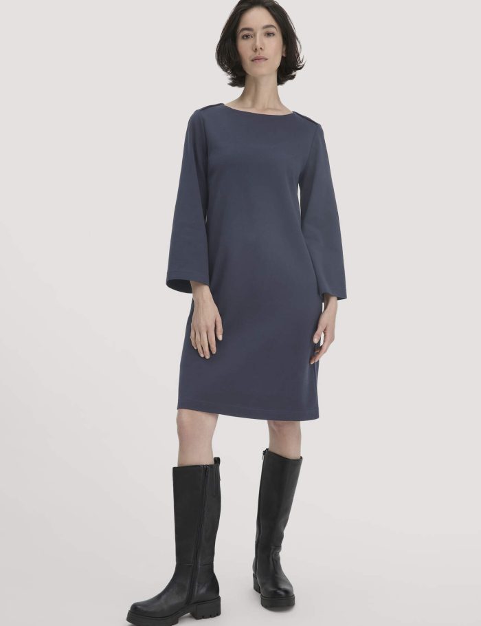 hessnatur Damen Jersey Kleid Mini Regular aus Bio-Baumwolle - blau