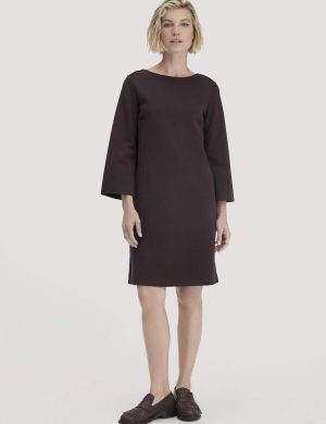 hessnatur Damen Jersey Kleid Mini Regular aus Bio-Baumwolle - braun