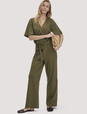 hessnatur Damen Jersey Overall Relaxed aus Bio-Baumwolle - grün