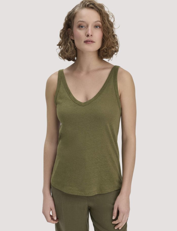 hessnatur Damen Jersey Top Regular aus Leinen und Bio-Baumwolle - grün hessnatur Damen Jersey Top Regular aus Leinen und Bio-Baumwolle - grün