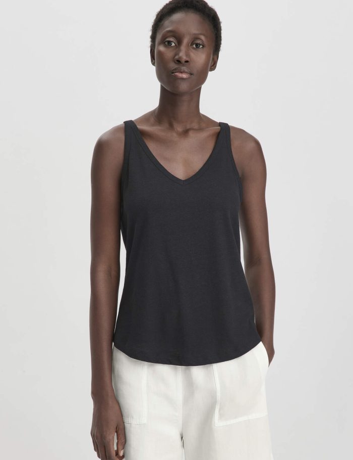 hessnatur Damen Jersey Top Regular aus Leinen und Bio-Baumwolle