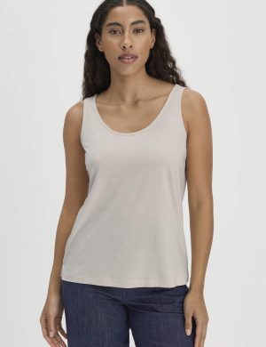 hessnatur Damen Jersey Top Relaxed aus TENCEL™ Lyocell mit Bio-Baumwolle - beige