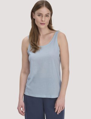 hessnatur Damen Jersey Top Relaxed aus TENCEL™ Lyocell mit Bio-Baumwolle - blau