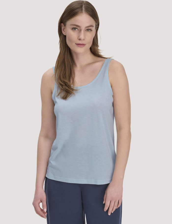 hessnatur Damen Jersey Top Relaxed aus TENCEL™ Lyocell mit Bio-Baumwolle - blau