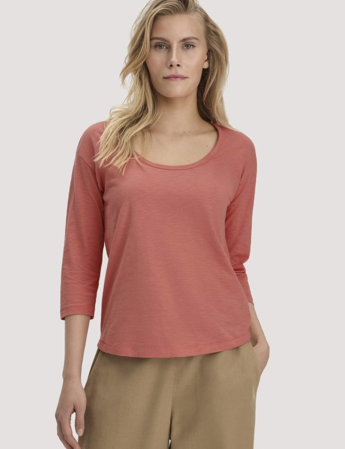 hessnatur Damen Light Slub Longsleeve Relaxed aus Bio-Baumwolle - orange