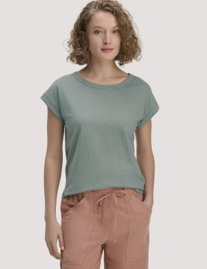 hessnatur Damen Light Slub T-Shirt Relaxed aus Bio-Baumwolle - grün