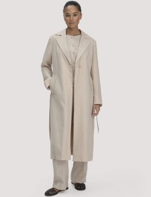 hessnatur Damen Mantel Regular aus Leinen - beige