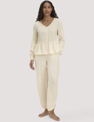 hessnatur Damen Musselin Schlafhose Regular PURE COMFORT aus Bio-Baumwolle