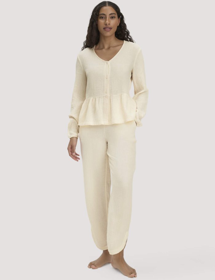 hessnatur Damen Musselin Schlafhose Regular PURE COMFORT aus Bio-Baumwolle hessnatur Damen Musselin Schlafhose Regular PURE COMFORT aus Bio-Baumwolle