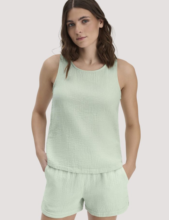 hessnatur Damen Musselin Top PURE COMFORT aus Bio-Baumwolle - grün hessnatur Damen Musselin Top PURE COMFORT aus Bio-Baumwolle - grün