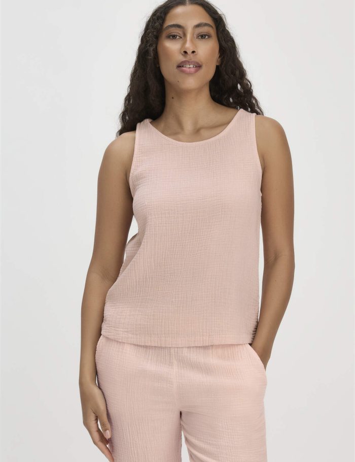 hessnatur Damen Musselin Top PURE COMFORT aus Bio-Baumwolle - rosa