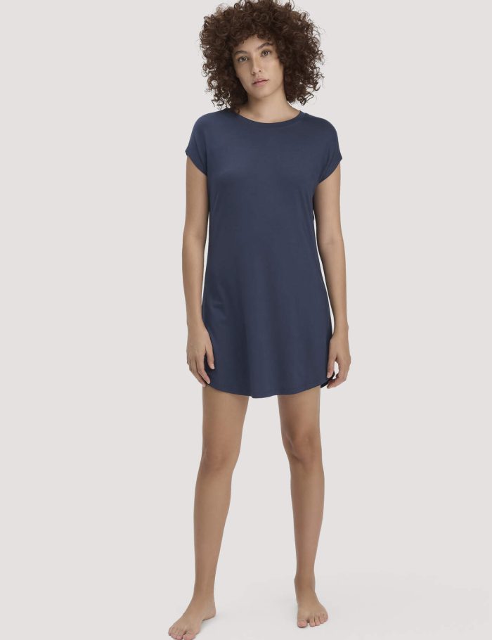 hessnatur Damen Nachthemd Regular PURE FLOW aus TENCEL™ Modal - blau