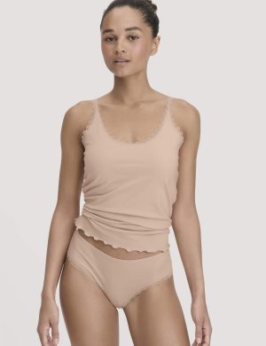 hessnatur Damen Panty Regular Cut COTTON FEEL LACE aus Bio-Baumwolle - rosa
