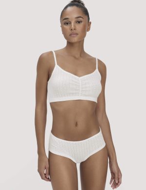 hessnatur Damen Pointelle Bustier PURE COTTON aus Bio-Baumwolle - weiß