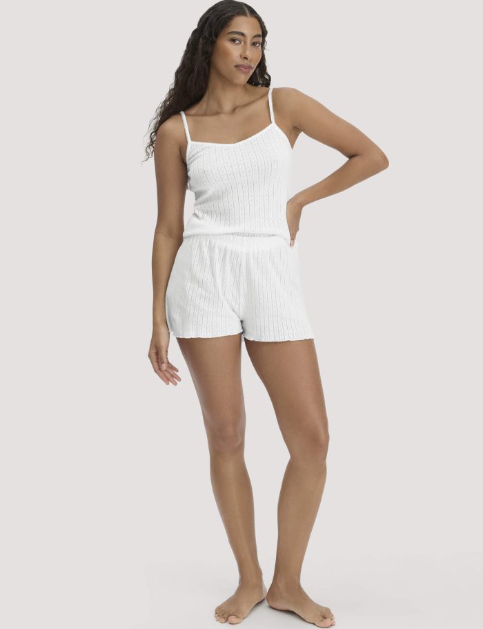 hessnatur Damen Pointelle Schlafshorts PURE COTTON aus Bio-Baumwolle - weiß hessnatur Damen Pointelle Schlafshorts PURE COTTON aus Bio-Baumwolle - weiß