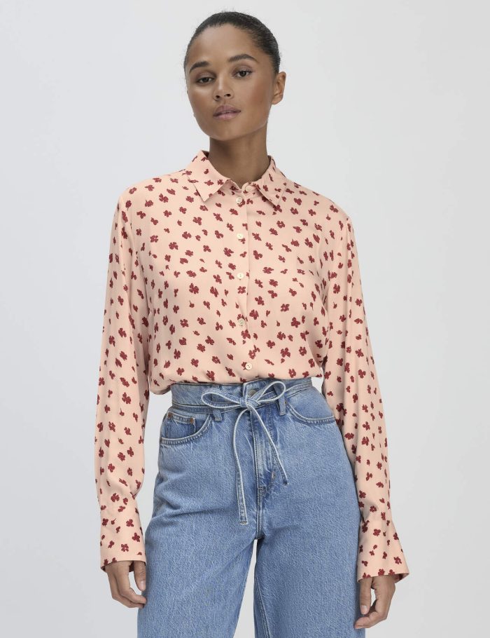 hessnatur Damen Print Bluse Relaxed aus LENZING™ ECOVERO™ Viskose - orange