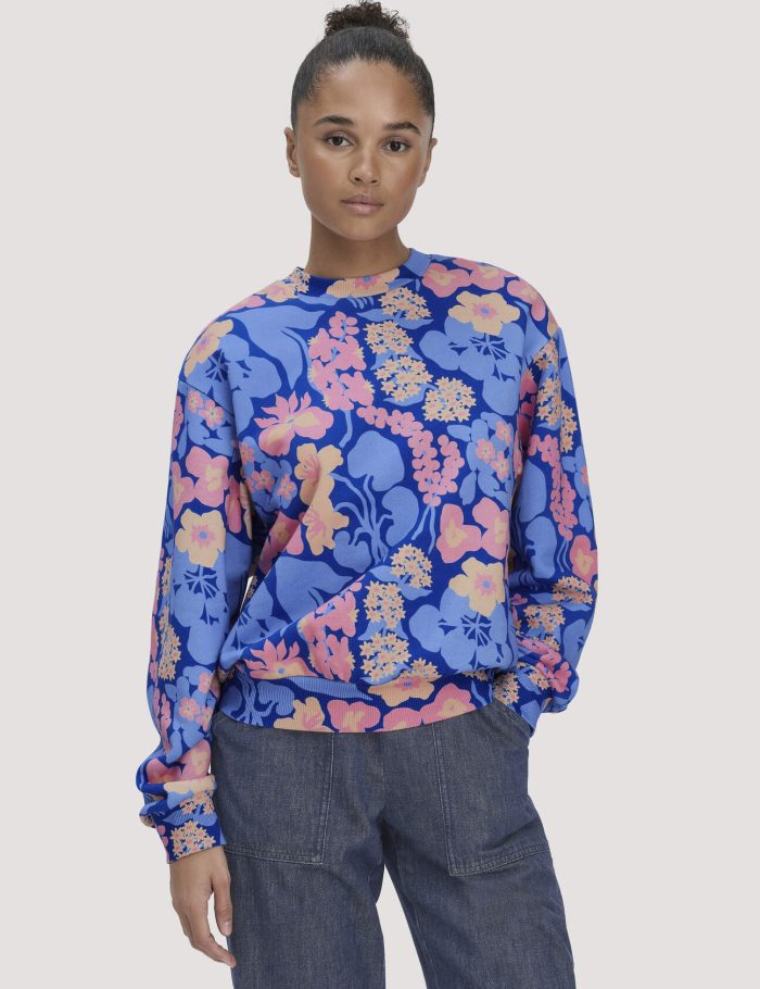 hessnatur Damen Print Sweatshirt Oversize LIV LEE aus Bio-Baumwolle - blau hessnatur Damen Print Sweatshirt Oversize LIV LEE aus Bio-Baumwolle - blau