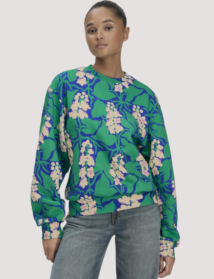 hessnatur Damen Print Sweatshirt Oversize LIV LEE aus Bio-Baumwolle - grün hessnatur Damen Print Sweatshirt Oversize LIV LEE aus Bio-Baumwolle - grün