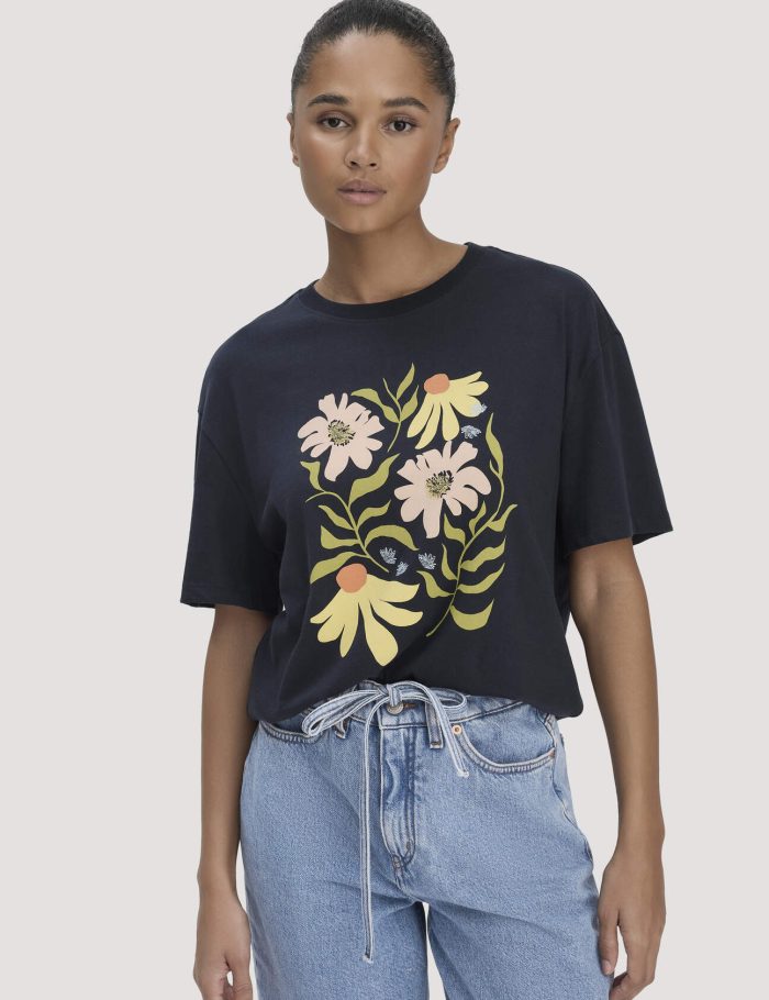 hessnatur Damen Print T-Shirt Oversize aus Bio-Baumwolle - blau hessnatur Damen Print T-Shirt Oversize aus Bio-Baumwolle - blau